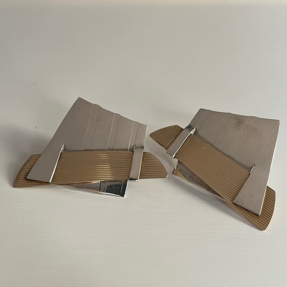 KDTR Kathleen Doyle Tom Reardon Modern Abstract Sterling Gold Tone Earrings - Picture 9 of 15